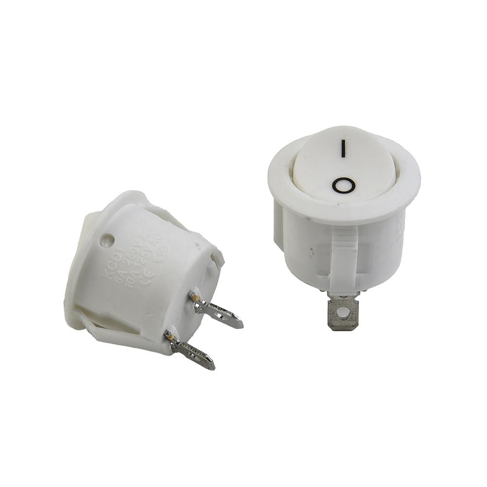 Rocker Switches ON-OFF Round Snap-In Terminal White