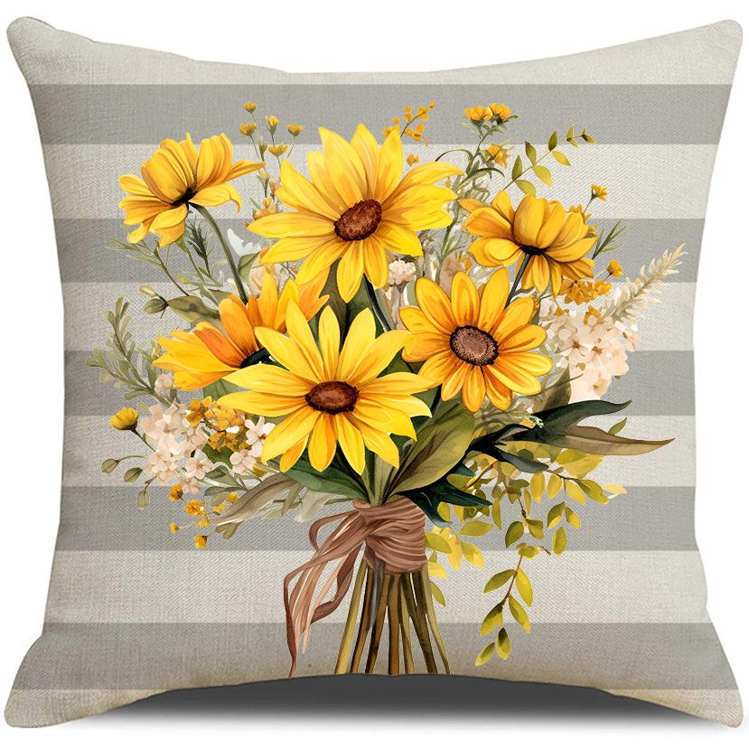 

Новая наволочка с цветочным принтом, льняная, наволочка для подушки, украшение для дивана в гостиной 45 * 45Cm (excluding pillow core)