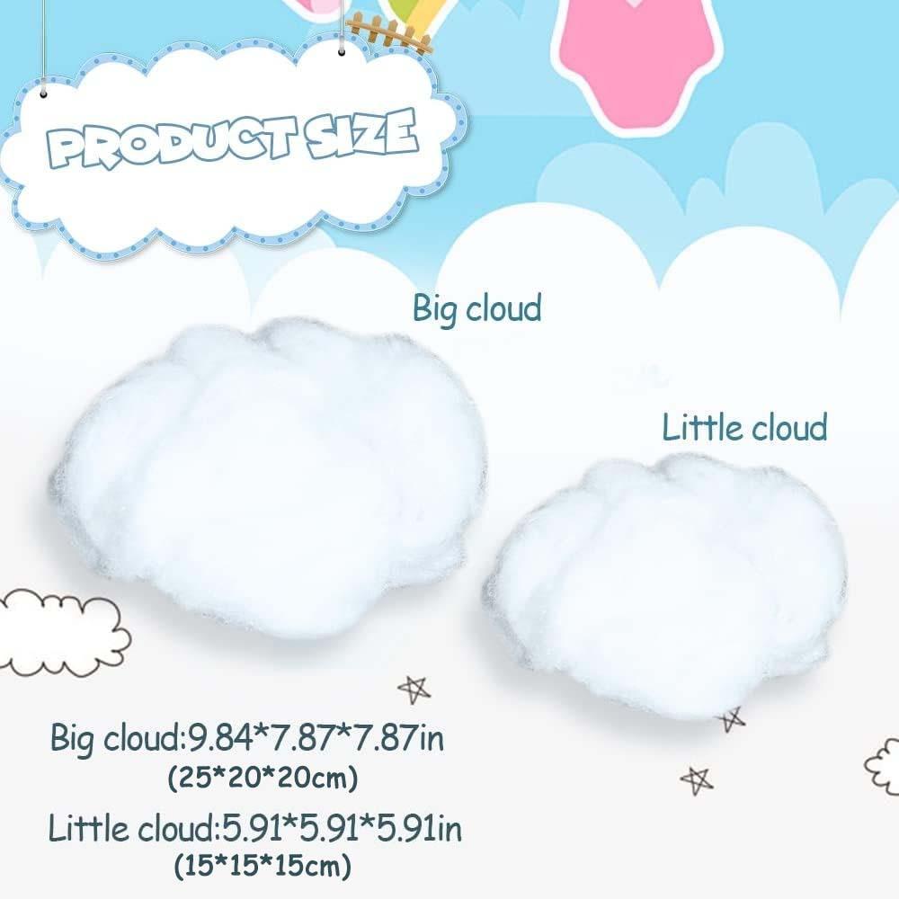 6pcs Cotton Simulation Cloud Decorations 3D Artificial Fake Clouds Props, Clouds for Ceiling, Room DIY Cloud Decor Art Stage Wedding Party