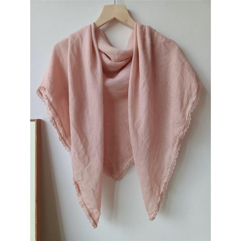 New Style High-end Literary Retro Cotton and Linen Square Scarf Versatile Sequin Headscarf Sun Protection Scarf Shawl