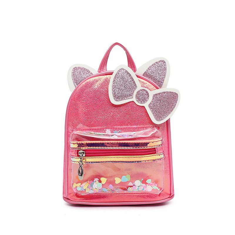 Childrens Cartoon Butterfly Bow Ears Pu Backpack For Kindergarten Daily Use
