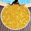 Vintage Gold Printed Round Beach Blanket,Polyester Sand Resistant Shawl Beach Towel,Absorbent Quick Dry Pool Towel Picnic Mat