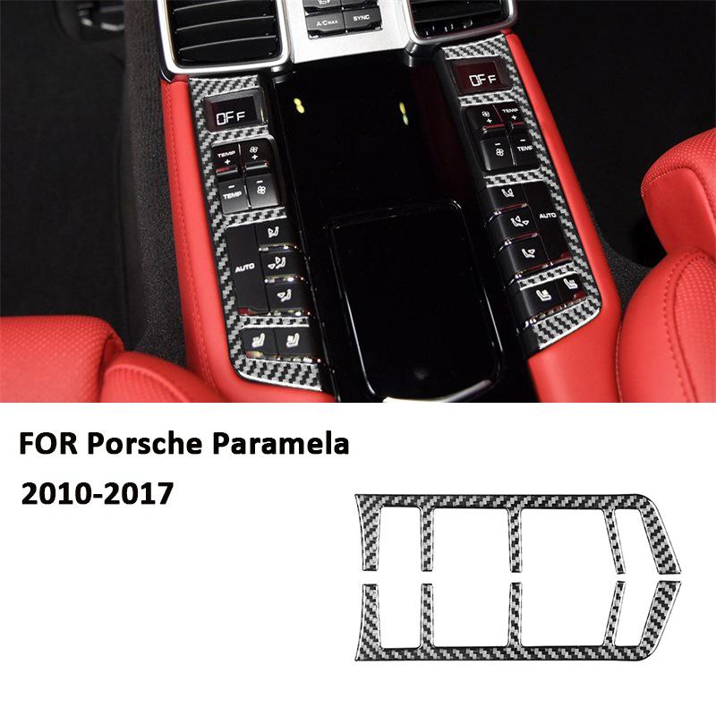 

For Porsche Paramela 2010-2017 Carbon Fiber Car Rear Center Multimedia Control Buttons Panel Frame Interior Decoration Sticker чорний