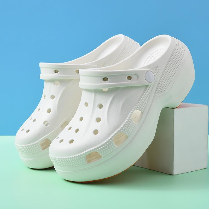 

Non-slip hole shoes women s summer outer wear breathable bag head drag EVA heightening wear-resistant non-smelly feet beach thick-soled slippers 35-36 білий