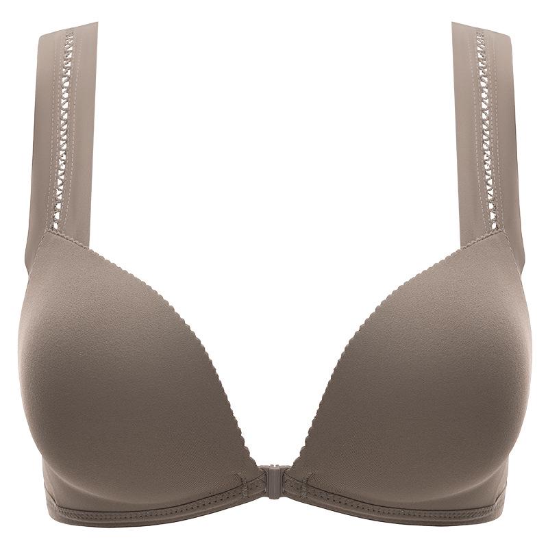 Original Japanese Light Cotton Seamless Front Buckle Bra for Small Chests - Thick, Gathered, No Steel Ring