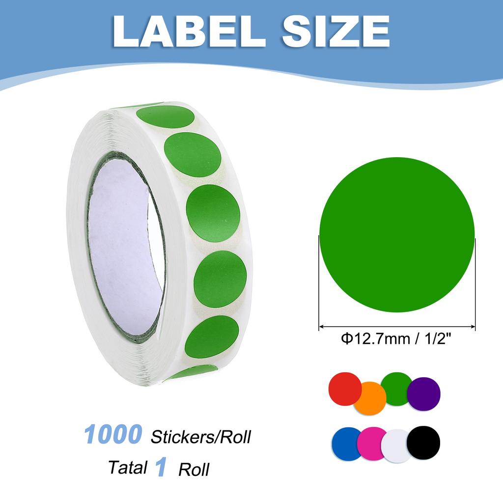 1000Pcs Colored Dot Stickers Color Coding Labels Blank Circle Stickers Adhesive Round Price Stickers for Office 12.7mm 19mm 25mm