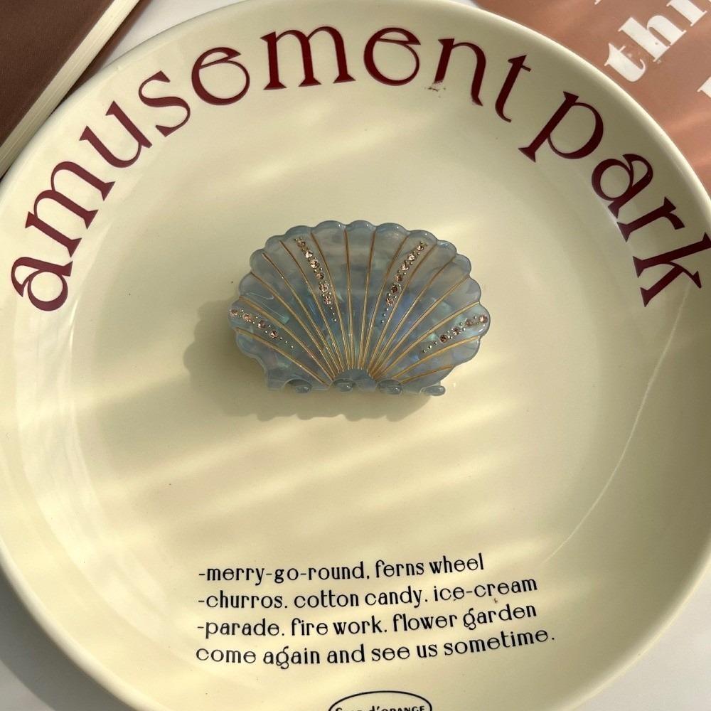 Non-slip Shell Hair Claw Acetate Shark Clip Shining Seashell Hair Clips  for Women