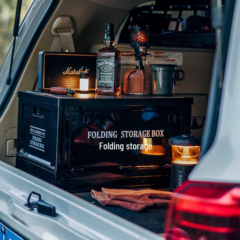 F901 Outdoor Camping Folding Storage Box with Wooden Lid