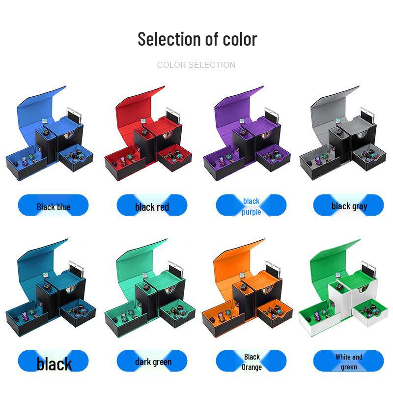 PU Window Opening Dice Tower Card Storage Box - Drawer-Type, Multi-functional for TCG Pokémon Board Games