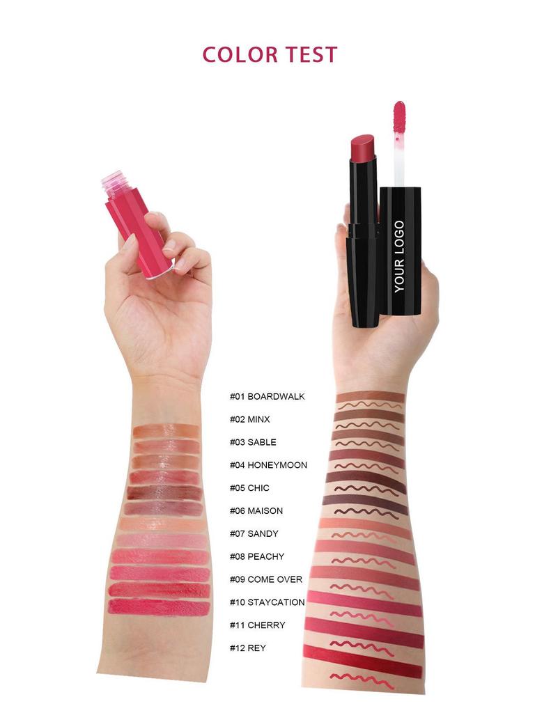 Three-in-One Matte Lipstick Set: Lipstick, Lip Liner, and Moisturizing Lip Gloss