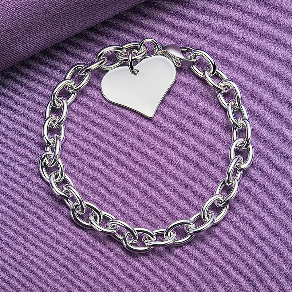 

Браслет CHSHINE из стерлингового серебра 925 пробы с застежкой-лобстером в форме сердца для женщин, свадебных вечеринок, ювелирные изделия 20CM 8inches