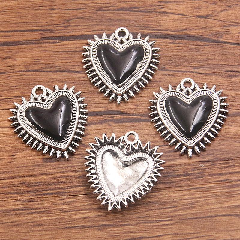 10Pcs 25X27mm Retro Gothic Peach Heart Pendant DIY Jewelry Accessories