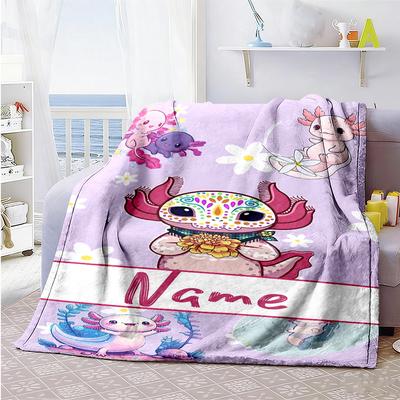 Axolotl Personalized Text Blanket Gift Personalized Blanket Comfortable Suitable for Couch Chair Living Room Livingroom for All Occasions