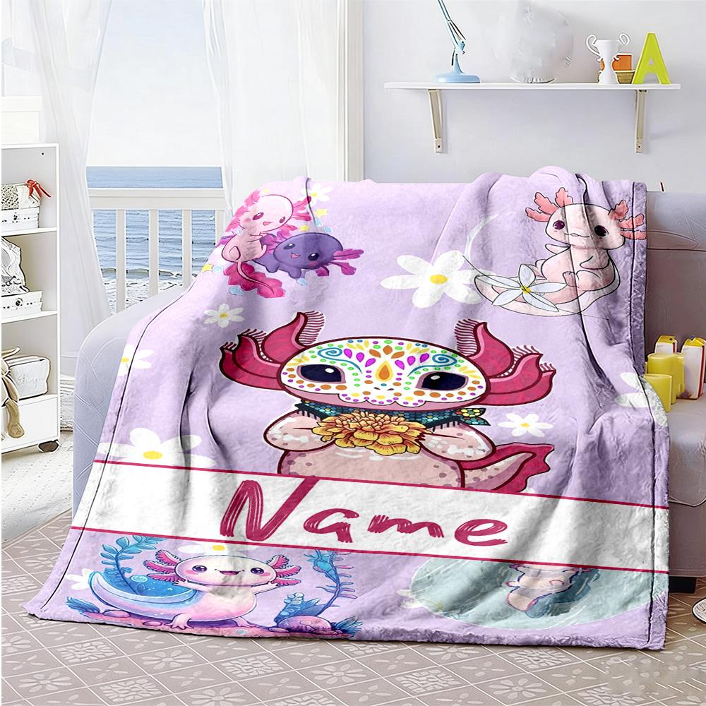 Axolotl Personalized Text Blanket Gift Personalized Blanket Comfortable Suitable for Couch Chair Living Room Livingroom for All Occasions