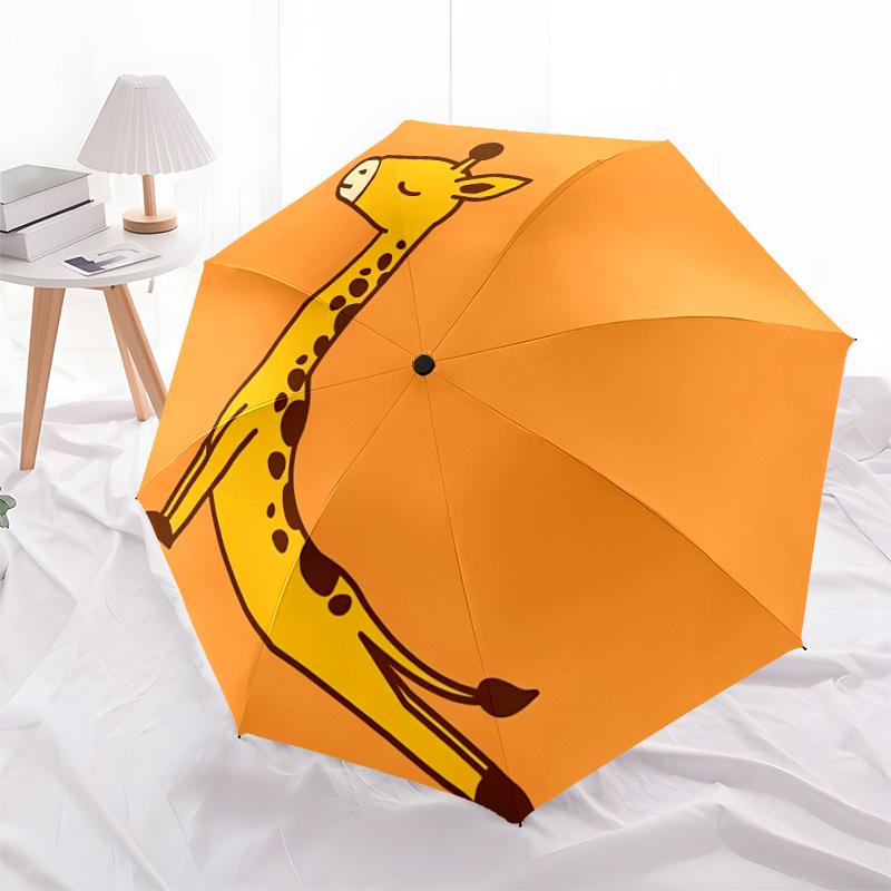 1PC Giraffe Yoga Automatic Folding Umbrella Automatic Open/Close, Automatic Folding, 8-Rib Durable Frame, Portable Travel Umbrella S10746