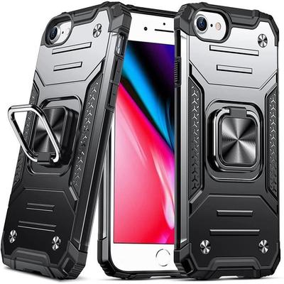 Case for iPhone 8/7 - Protective Cover - Shockproof - Rotating Metal Ring - Black
