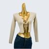 Sexy Early Autumn Shoelace Pure Color Short Long Sleeves Knitting Sweater Cardigan Soft Comfortable Top Women's Outer Wear