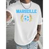 Men's Marseille France-Themed T-Shirt - Urban Casual Marseille Print Round Neck Short Sleeve Shirt, Soft Breathable Summer Tee Suitable for Sports