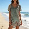Womens Summer Casual V Neck Short Sleeve Floral Print Dress Lightweight Loose Fit Mini Dress for Daily Wear