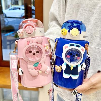 בקבוק מים 500 מ"ל, כוס מבודדת לילדים, כוס מים ניידת חיצונית, כוס קש לסטודנטים עם מכסה, כוס מתנה ליום הולדת