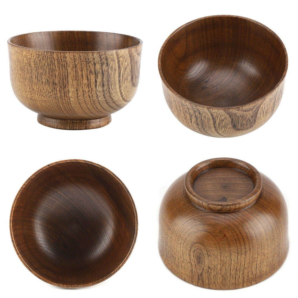 Children Salad Eating Soup Household Tools Japanese Style Wooden Bowl Natural Wood Rice Bowls