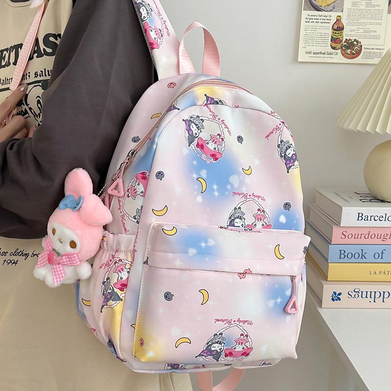 Adorable Nylon Backpack For Kids Cartoon Pattern Unisex Lightweight School Bag