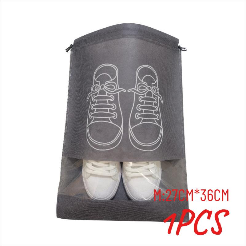 10PC Shoe Storage Bag, Dustproof and Insect Proof Non-woven Fabric Tightening Bag, Transparent Travel Shoe Storage Device