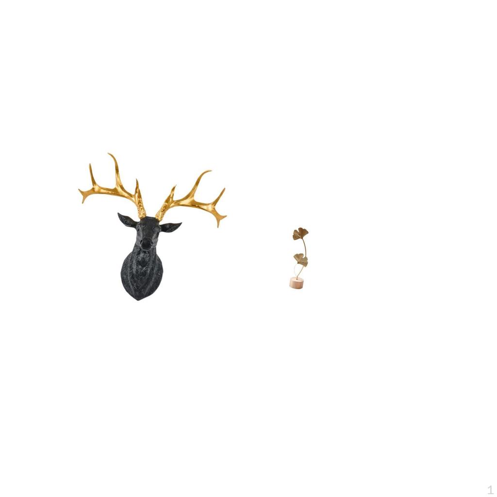 Boho Resin Deer Head Wall Sculpture with Metal Shaped Figurine Abstract Nordic Creative Ornament for