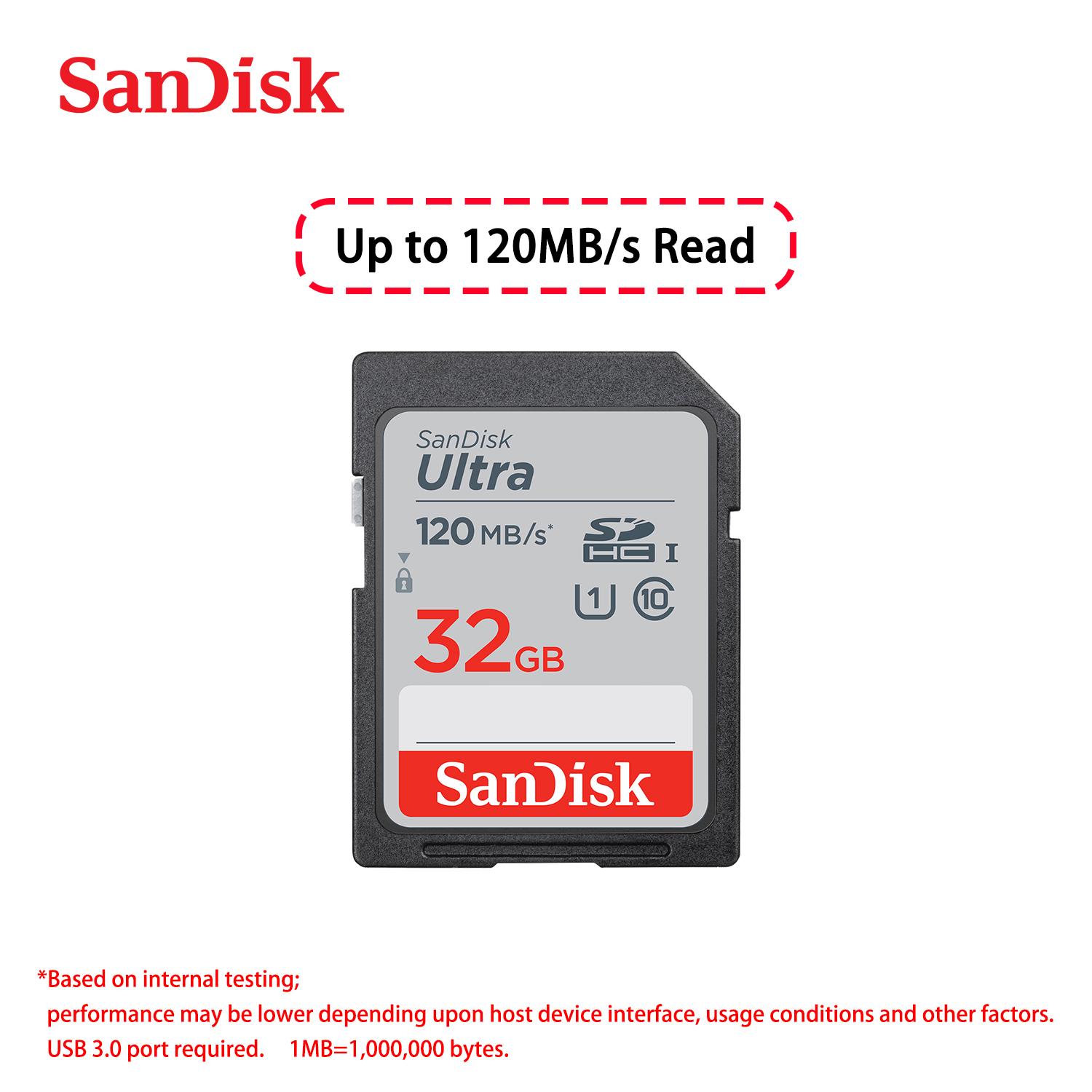 Карта памяти SanDisk SD 64 ГБ 128 ГБ 256 ГБ V10 32 ГБ обычного размера оригинальная sandisk ultra Flash SD карта памяти высокоскоростная sdxc UHS-I для камеры 32GB