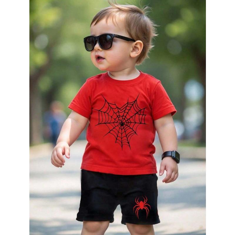 Boys' Casual Spider Web Print Short Sleeve T-Shirt
