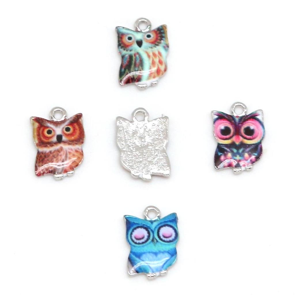 2/4Pcs 10*15mm Owl Shape Alloy Drop Oil Pendant For Jewelry Component Making DIY Necklace Bracelet Earring