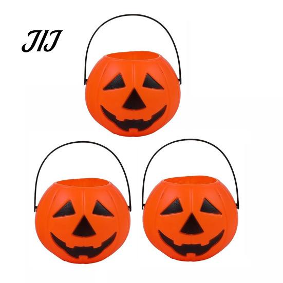 Trick or Treat Containers 1/2/3Pcs Halloween Pumpkin Candy Bucket, Trick-or-Treat Holder Basket, Bucket with Handle Jack-O-Lantern Sweet Snack