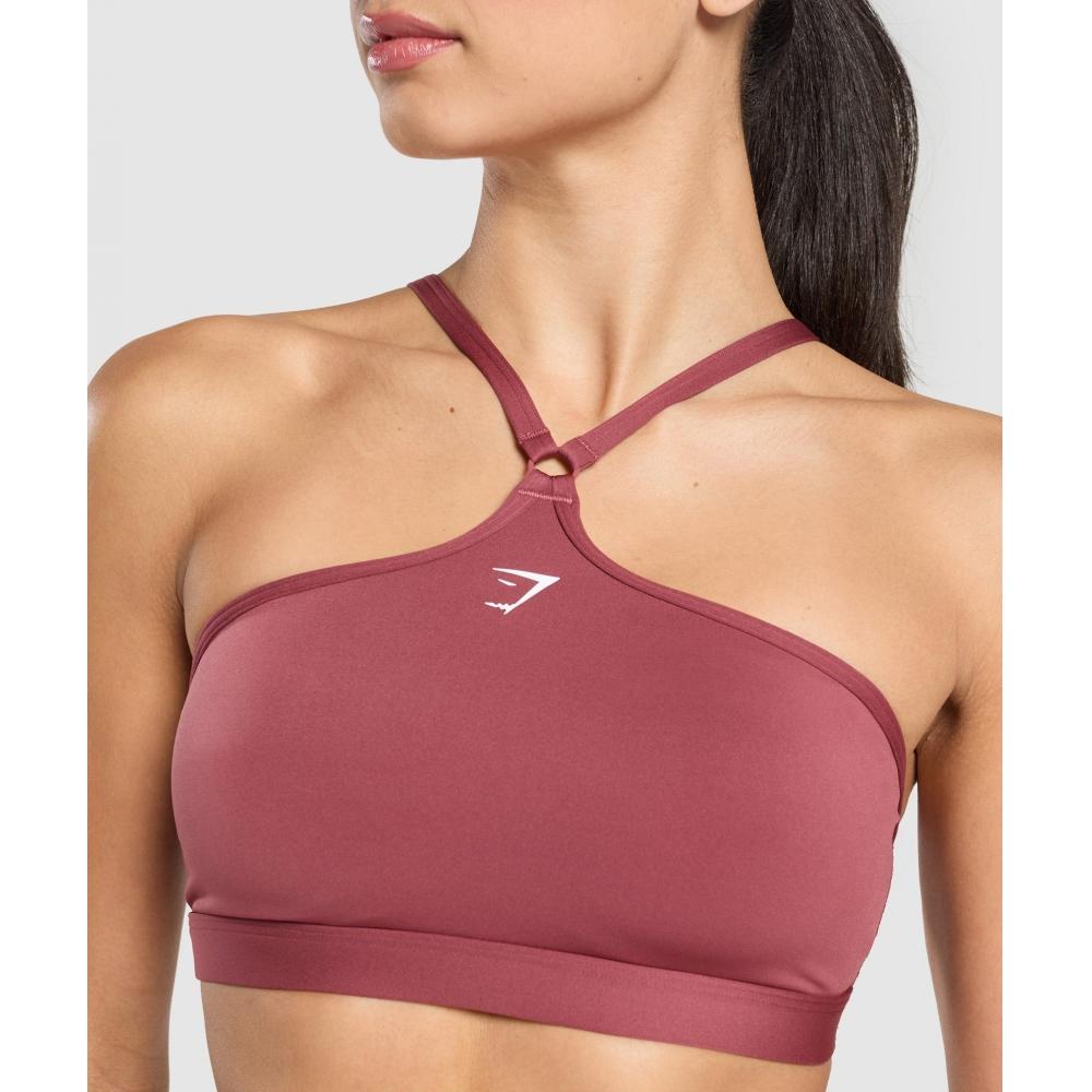 Gymshark Sportovní podprsenka s halterneck střihem Washed Berry Pink B3c5j Kcps