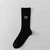 Cute Bowknot Pattern Long Calf Length Socks for Women and Girls Breathable Mesh Ribbed Student Cotton Stockings Hosiery
