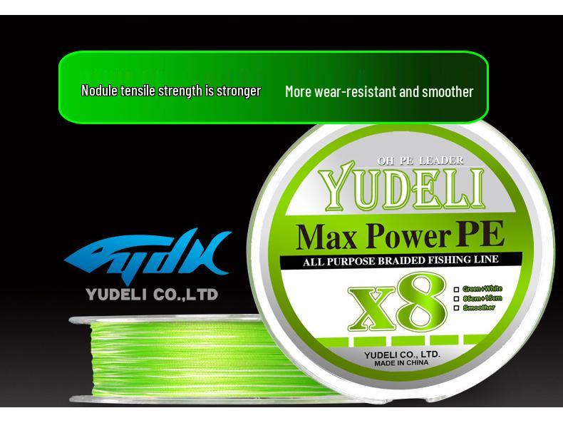 Yudeli PE Long Cast 150m X8 Fishing Line - Flashy Green, Wear-Resistant, Precision Woven Silk Replacement