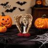 Skeleton Couple Resin Art And Hand Ornament, with Rose Base, Durable Hands Heart Ornament Gothic Skull Wedding Decor, for Halloween