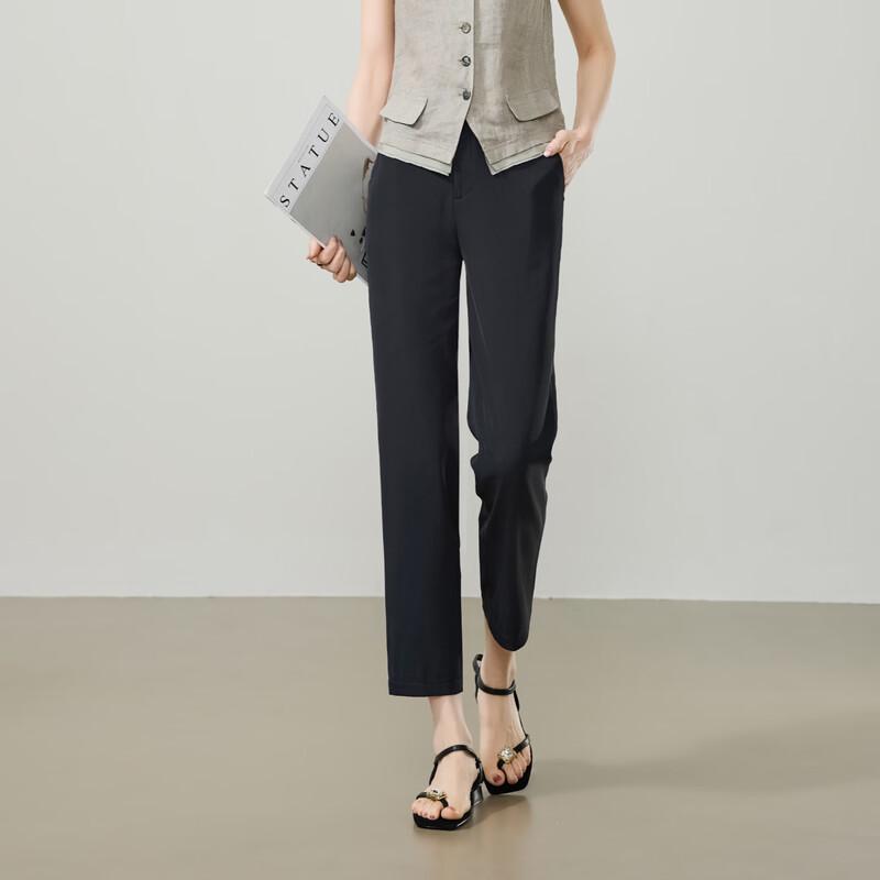 ESE-Y Women s High-Waisted Straight-Leg Cropped Suit Pants 30