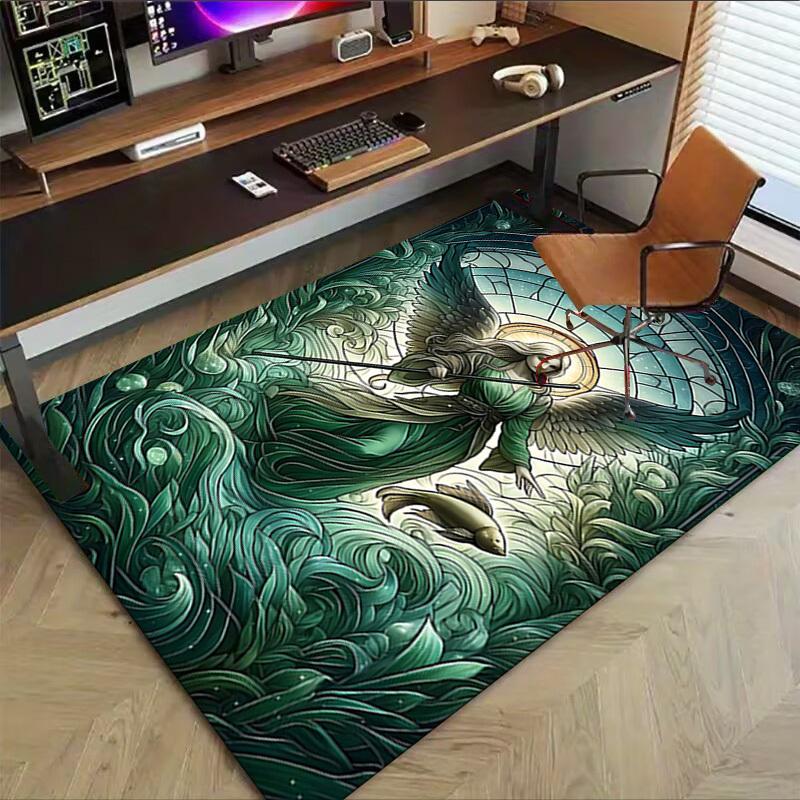 1PC Angel Fish Extra Large Non Slip Floor Carpet, Office, Family, Bedroom, Studio Large Area Rug Indoor Rugs, Vibrant Colors