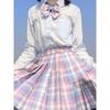 Grid Shaped High Waisted A- line Skirt Plaid High Waist Preppy Style A- line Skirt
