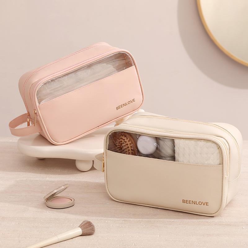 Handheld Makeup Bag Toiletry Bag Portable Travel Waterproof Wash Bag Large Capacity Double-layer Cosmetics Storage Bag Handbag