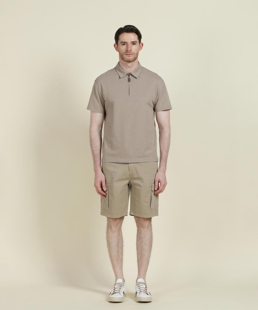PANICALE Beige Half-Zip Polo Shirt