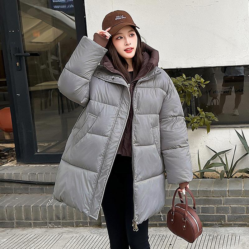 Down Cotton-padded Clothes for Women's Winter New Medium and Long Knee-padded Clothes, Loose Student Cotton-padded Jackets, and Thick Coats.