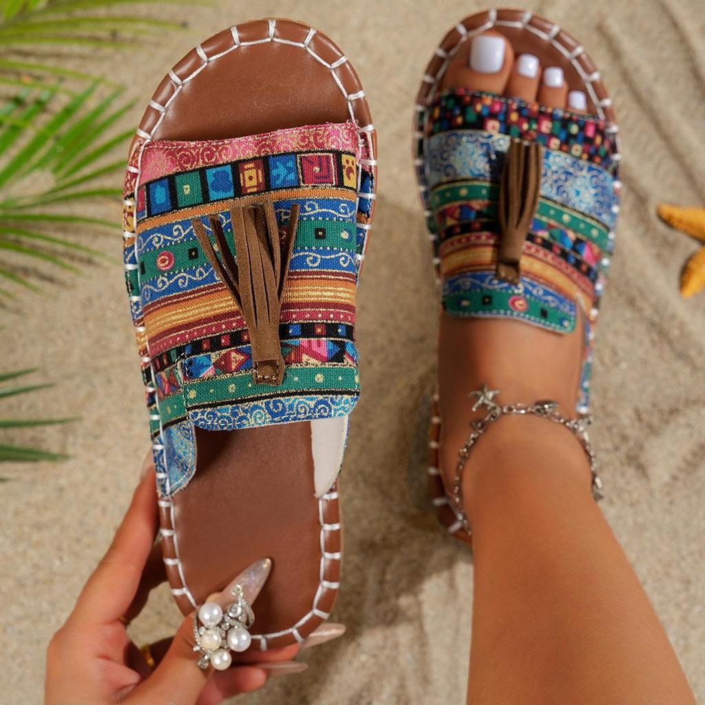 Bohemian Flat Slippers for Women Summer New Style Slippers for Women, Large-sized Beach Sandals