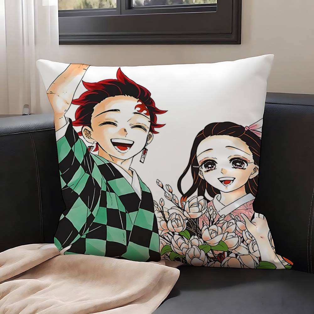 Amine K-Kimetsu No Yaibas Case Plush Fabric Soft Pillowcase Double Sided Print Cushion Cover Household Gifts