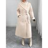 Womens Oversized Wool Blend Coat With Double Breasted Buttons Asymmetrical Collar Winter Warm Long Outerwear