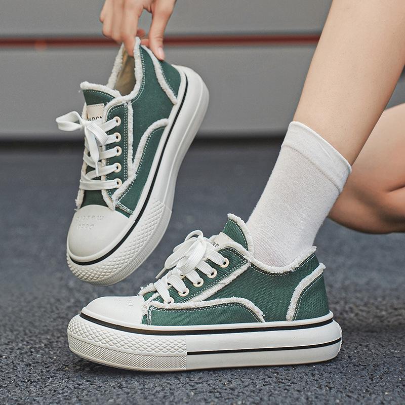 Fashion Couple'S Canvas Breathable Thick-Soled Heightening Board Shoes Daily Leisure Sports Men'S Shoes