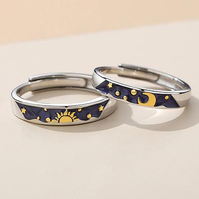 Partnerringe Sonne Mond Schmuck Offener Verstellbarer Fingerring Schmuck