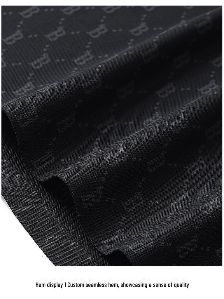 Męska letnia koszulka polo z krótkim rękawem z jedwabiu lodowego - swobodna, lekko elastyczna, z dojrzałymi klapami.