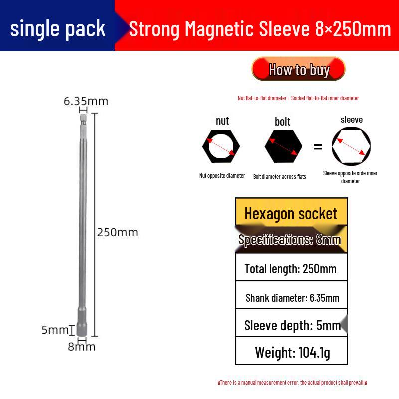 250mm Magnetischer Sechskant-Schlagschrauber-Stecknuss-Bit