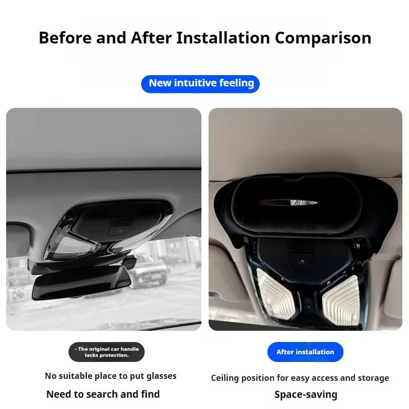 Car Glasses Case Black Suede Sunroof Sunglasses Storage Box Organizer For BMW X5 X6X7 G05 G06 G07 2019-2025 Interior Accessories